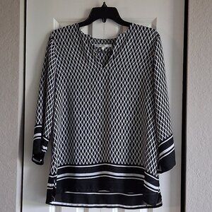 Violet + Claire 3/4 Sleeve Black & White Blouse Women's Size M
